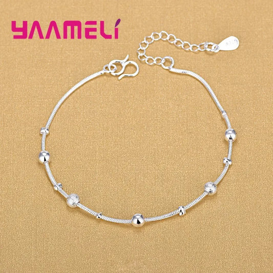 925 Sterling Silver Adjustable Anklet Trendy Foot Chain for Women