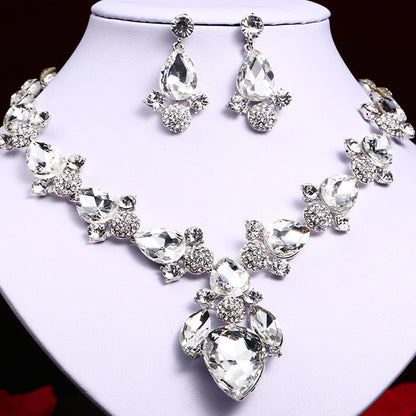 Fashion Women's Crystal Necklace & Earrings Set – Crystal Glass Bridal Wedding Accessories Gift - Elegant Gift for Her