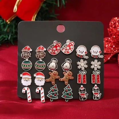 Christmas Earrings Set for Women 12/20 Pairs – Crystal Zircon Snowflake, Bowknot, Elk & Xmas Tree Holiday Gifts