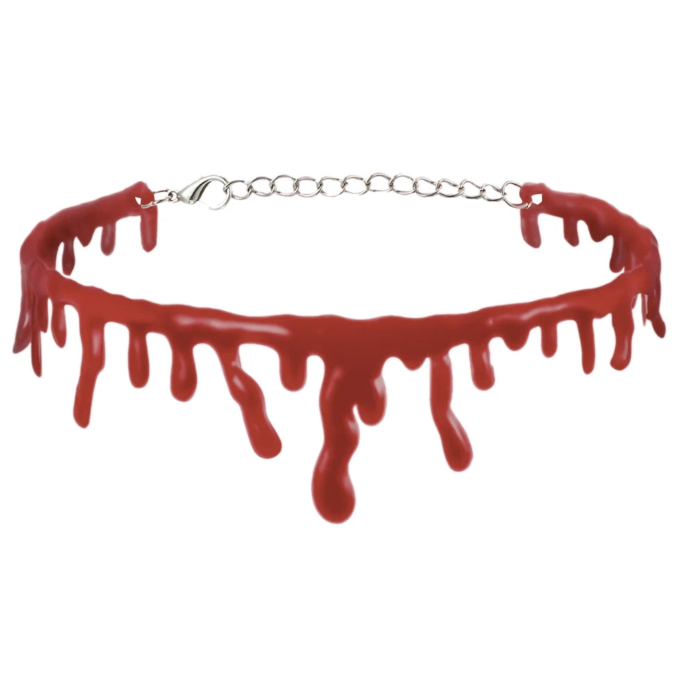 Spooky Halloween Blood Drip Necklace – Fake Vampire Blood Choker for Horror Costume & Party Accessories