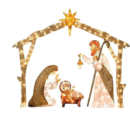 5.5FT Christmas Lighted Outdoor Nativity Scene – Holy Family Set with Bright LED Lights, Waterproof & Durable Xmas Yard Decor