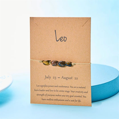 Charm 12 Constellation Natural Stone Beads Bracelet For Women Couple Hand Woven Rope Friendship Birthday Zodiac Jewelry Gifts