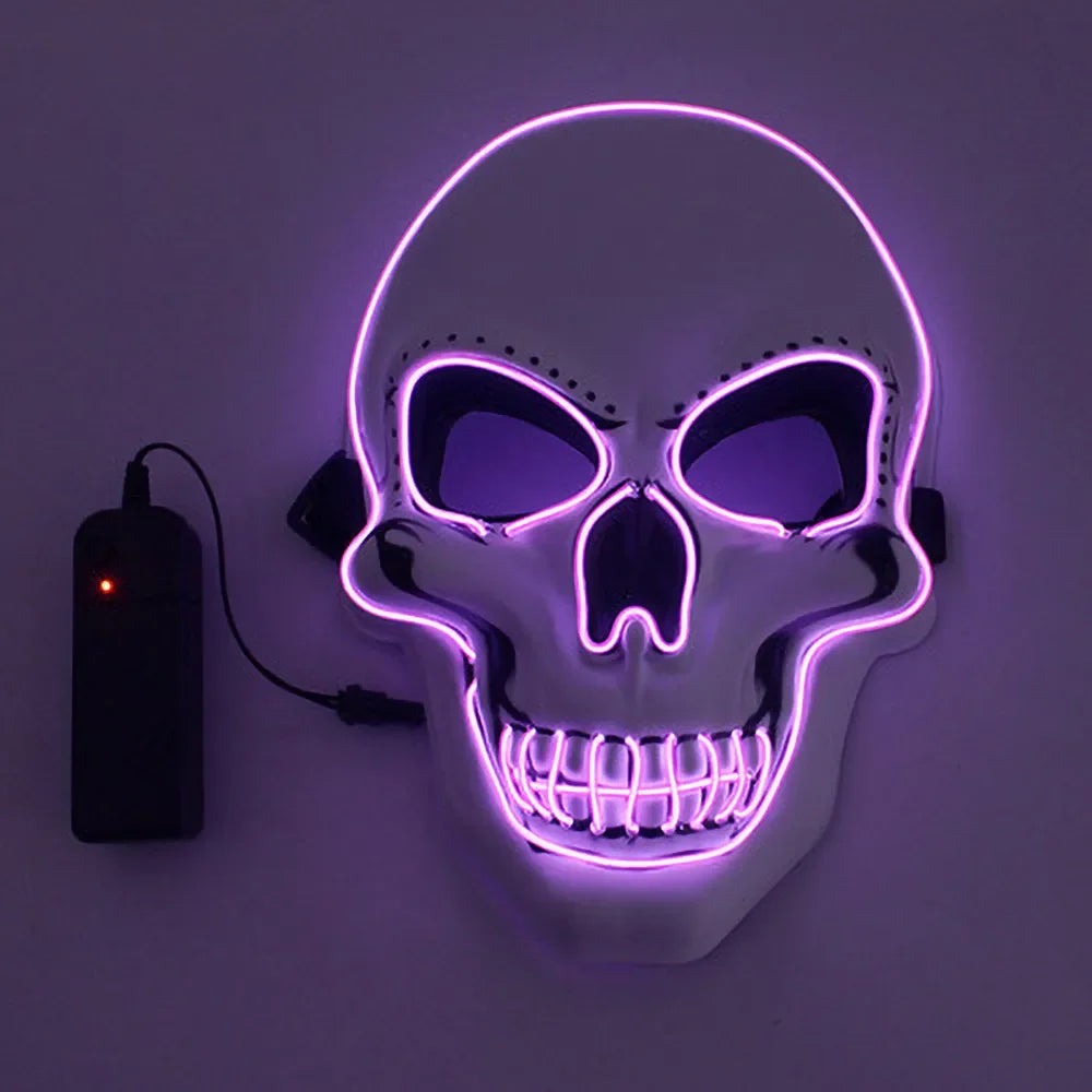 Halloween LED Horror Skull Mask – Luminous Cold Light Cosplay Mask for Spooky Parties & Decorations
