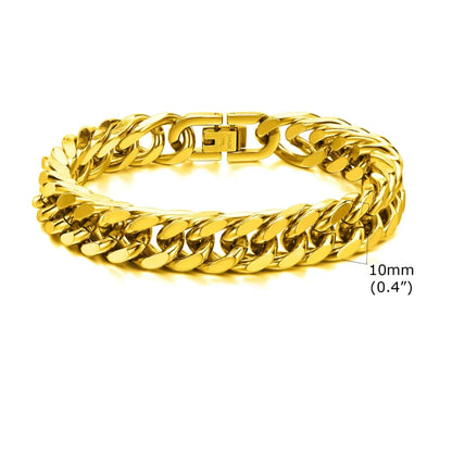 Bold 8mm/12mm Oxidized Stainless Steel Cuban Link Bracelet for Men - Punk Rock Style Wristband for Daily Wear & Party - Perfect Jewelry Gift for Him