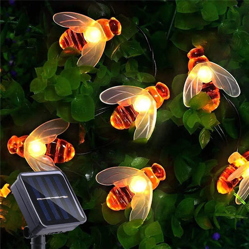 Bee & Flower Design 20 LED Solar String Light - Multicolor Honeybee Starry Fairy Decor Lamp for Outdoor, Wedding, Garden, Patio Party, Christmas Tree - Excellent Family Gift