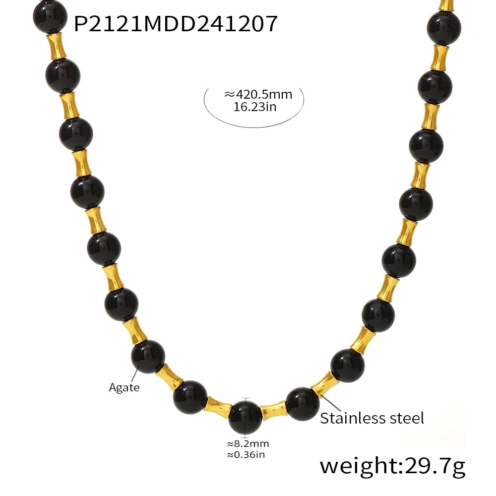 eye-catcher Round Nature Stones Necklace For Women Stainless Steel Chain Gold Plated Fashion Charm Jewelry Gift