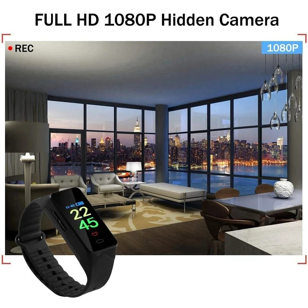 Smart Mini Camera Watch with 1080P HD Video Recorder : Professional Digital Voice Recorder & Bracelet Dictaphone for Gift, Home Security, Travel, Adventure, & Sports