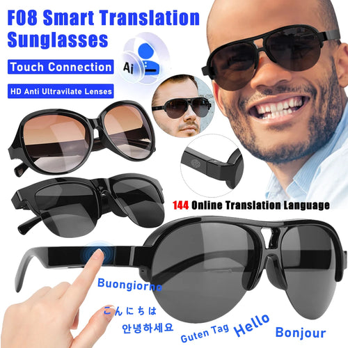 AI-Powered Smart Translator Glasses | Bluetooth Wireless Sunglasses with Camera & Anti-UV Lenses - Perfect Gift for All