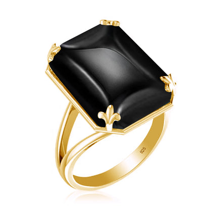Luxury Rectangle Ruby Women's Ring – 925 Sterling Silver Gold Plated Party Jewelry for Wedding, Birthday, Anniversary & Party - Elegant Gift for Her