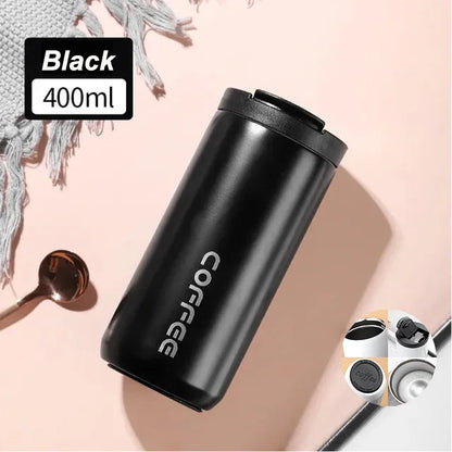 400ml Leak-Proof Stainless Steel Thermal Coffee Mug – Portable Travel Cup, Insulated 304 Thermos, Water Bottle - Perfect Gift for Family, Friends & Yourself