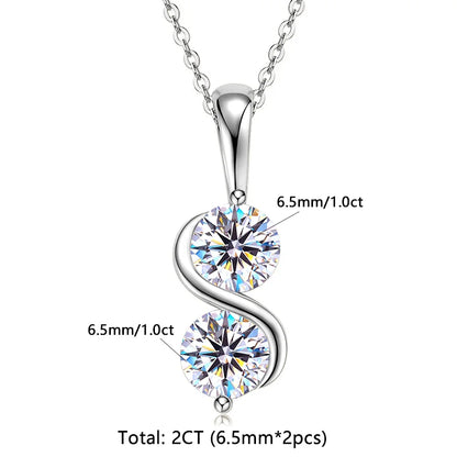 RAPRGOLD 925 Silver Chain With Moissanite Pendant for Women – Round Cut & Twisted Pendant Necklace for Wedding, Party - Jewelry Gift for Her