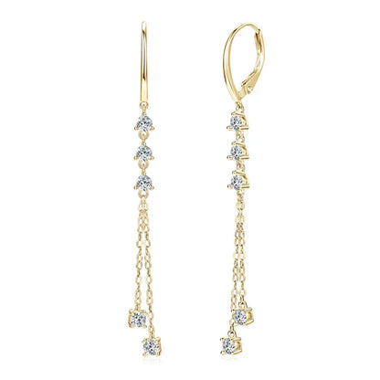 925 Silver Moissanite Tassel Earrings – RAPRGOLD Certified Dangling Hoop Jewelry Gift for Her