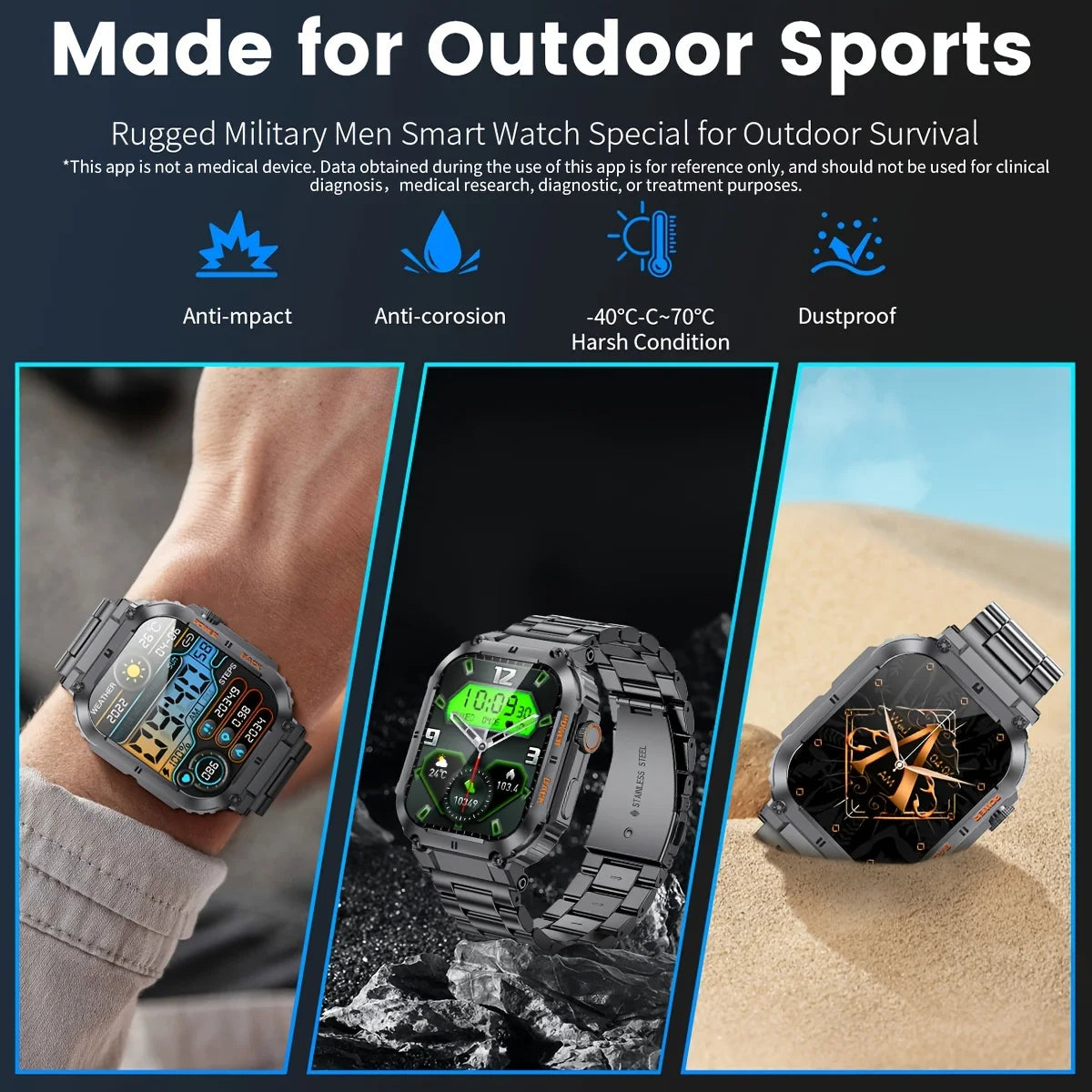 Men's Smartwatch for Android & iPhone By LIGE – Smashproof & Waterproof, 1.96" Display, Bluetooth Call, Fitness Tracker, 400mAh Battery - Perfect Gift for Him