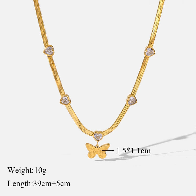 EILIECK 316L Stainless Steel White Green Red Zirconia Crystal Necklace For Women Fashion Neck Jewelry Wedding Party Accessories