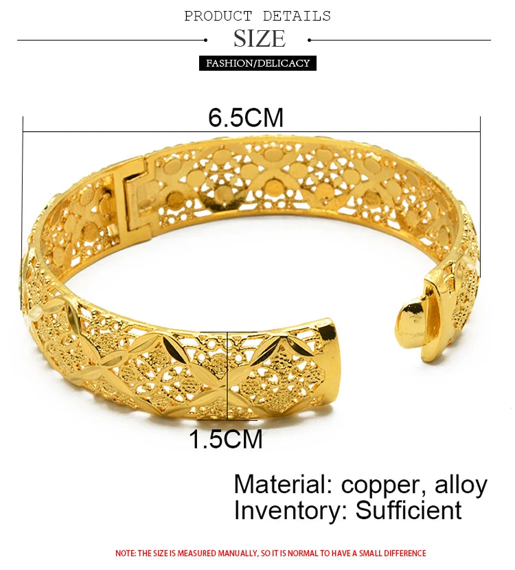 ANIID Dubai 24K Gold Plated Bangle Arabic / Indian Bridal Charm Bracelet | Luxury Wedding & Party Jewelry