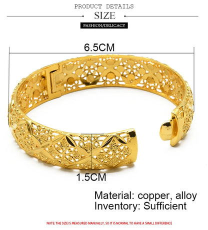 ANIID Dubai 24K Gold Plated Bangle Arabic / Indian Bridal Charm Bracelet | Luxury Wedding & Party Jewelry