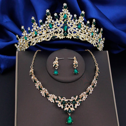 Crystal Bridal Jewelry Sets For Women | Tiaras Earrings Choker Necklace , Crown Jewelry Sets For Bride. Gift For Wife.