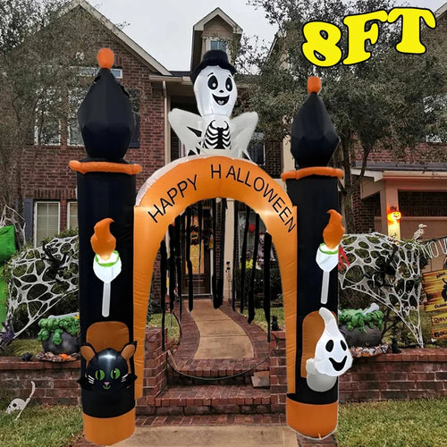 Inflatable Halloween Arch with LED Light Pumpkin Prop - Toys Model Halloween Archway Applicable for Entrance Porch Garden Yard Outdoor Indoor  Party Terrifying Decoration - Perfect Halloween Gift Idea
