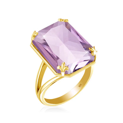 Luxury Rectangle Ruby Women's Ring – 925 Sterling Silver Gold Plated Party Jewelry for Wedding, Birthday, Anniversary & Party - Elegant Gift for Her
