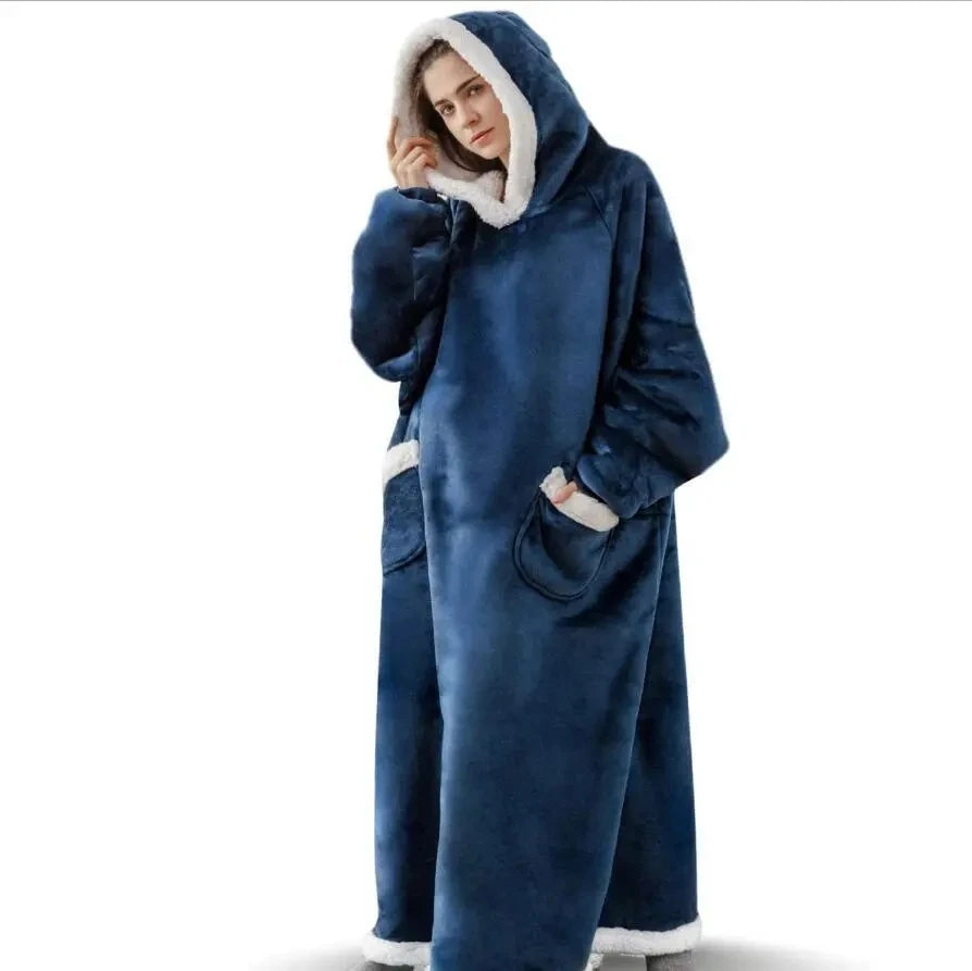 Wearable Blanket Hoodie, Flannel Sherpa Fleece Blanket Sweatshirt for Adults Women, Men, One Size Fits All