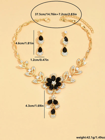 Luxury 3-Piece Camellia Necklace and Earrings Set – Floral Waterdrop Design for Bridesmaids, Banquets & Special Occasions - Perfect Gift for Her