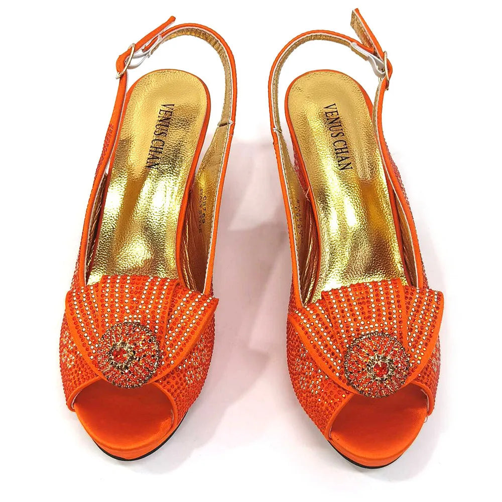 Women’s Wedding Shoes & Matching Diamond Bag Set – Italian Style Girly Glam Look Sandal & Clutch Handbag - Elegant Gift for Her