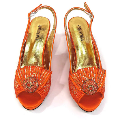 Women’s Wedding Shoes & Matching Diamond Bag Set – Italian Style Girly Glam Look Sandal & Clutch Handbag - Elegant Gift for Her