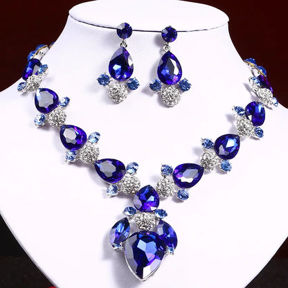 Fashion Women's Crystal Necklace & Earrings Set – Crystal Glass Bridal Wedding Accessories Gift - Elegant Gift for Her
