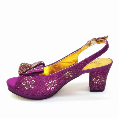 Women’s Wedding Shoes & Matching Diamond Bag Set – Italian Style Girly Glam Look Sandal & Clutch Handbag - Elegant Gift for Her