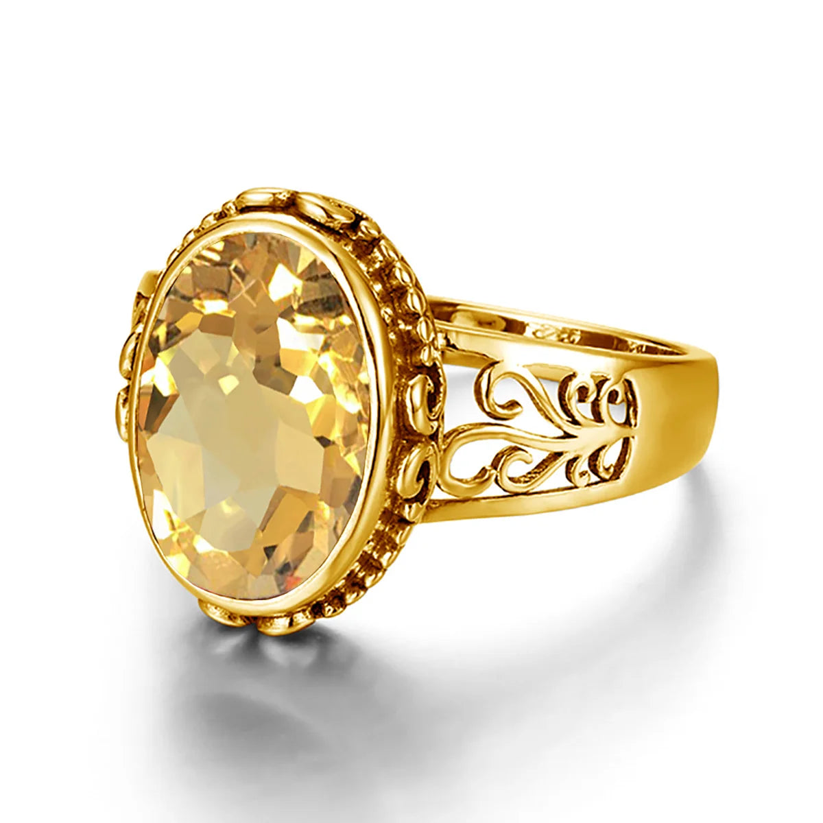 Luxury 10x14mm Oval Cut Yellow Gold Citrine Ring for Women – Art Deco Birthstone Wedding  Party Jewelry - Perfect Gift for Her