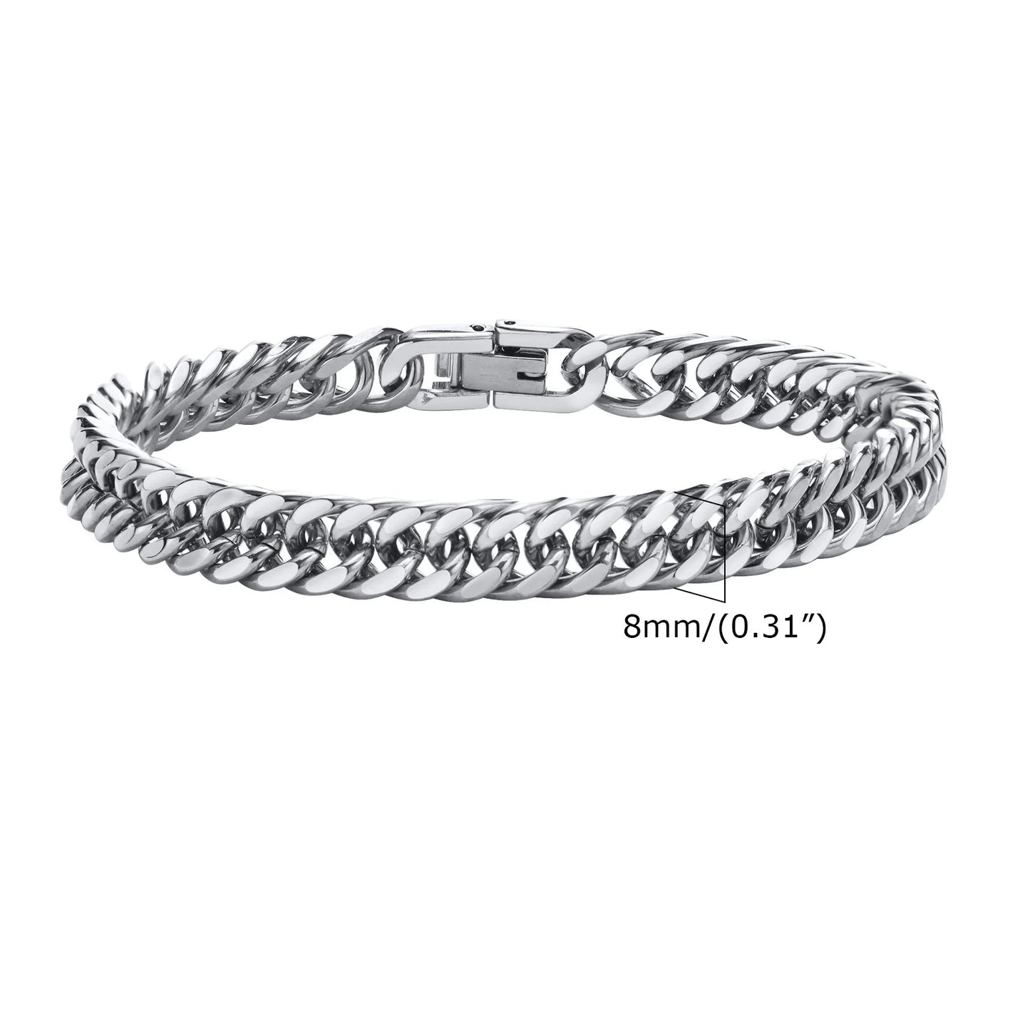 Bold 8mm/12mm Oxidized Stainless Steel Cuban Link Bracelet for Men - Punk Rock Style Wristband for Daily Wear & Party - Perfect Jewelry Gift for Him