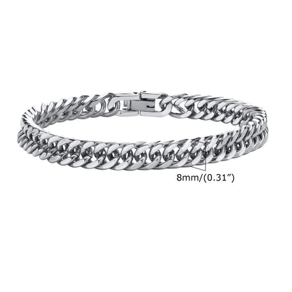 Bold 8mm/12mm Oxidized Stainless Steel Cuban Link Bracelet for Men - Punk Rock Style Wristband for Daily Wear & Party - Perfect Jewelry Gift for Him