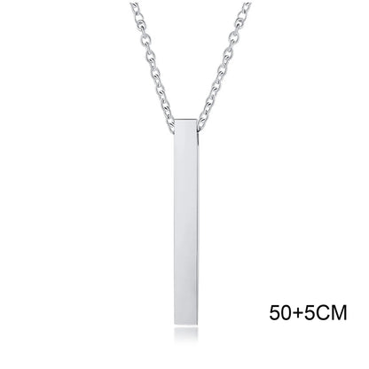 Waterproof Stainless Steel Bar Pendant Necklace – Unisex Minimalist Jewelry