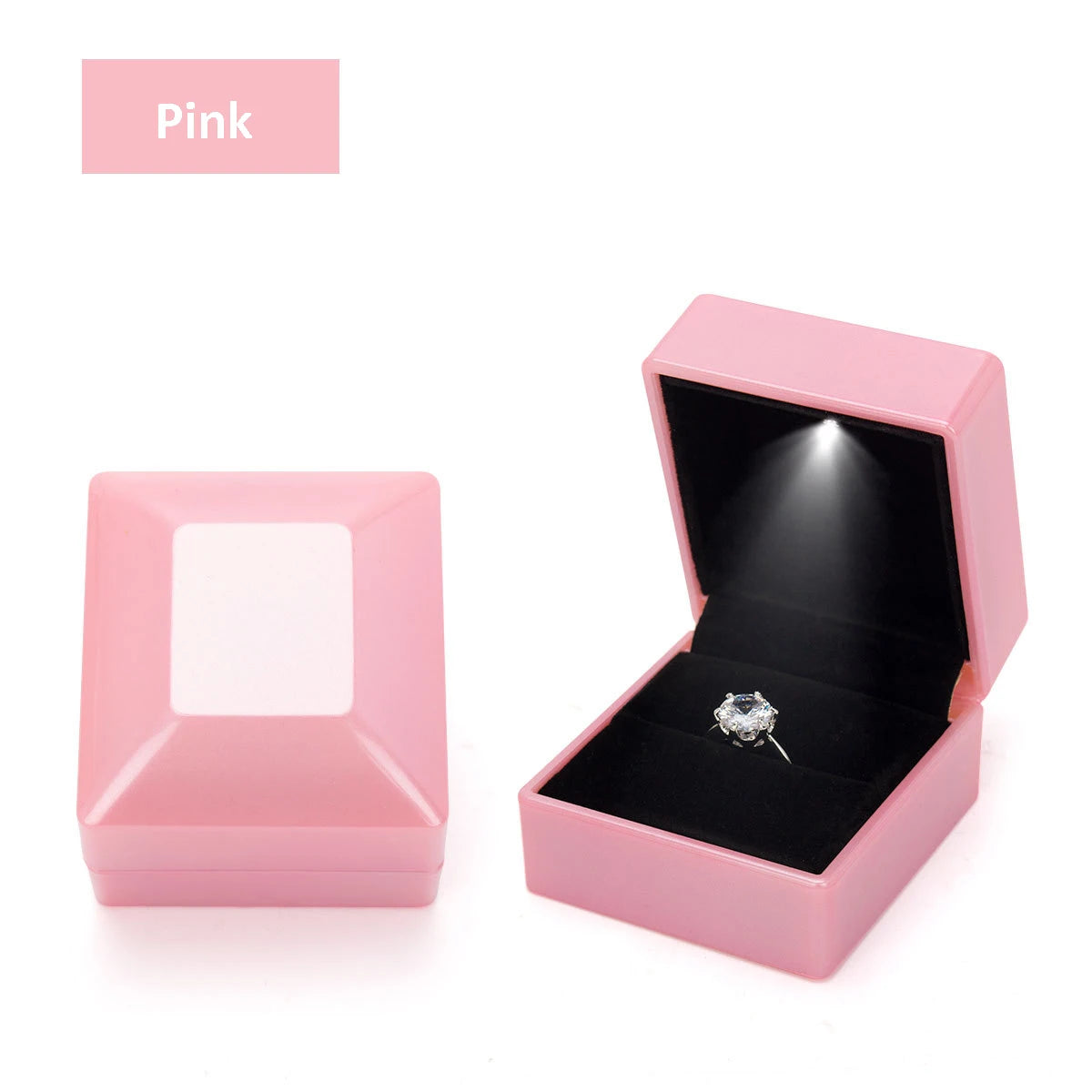 LED Light Velvet Jewelry Ring/Necklace Pendant Box – Luxury Gift Display Case for Proposal, Engagement & Wedding