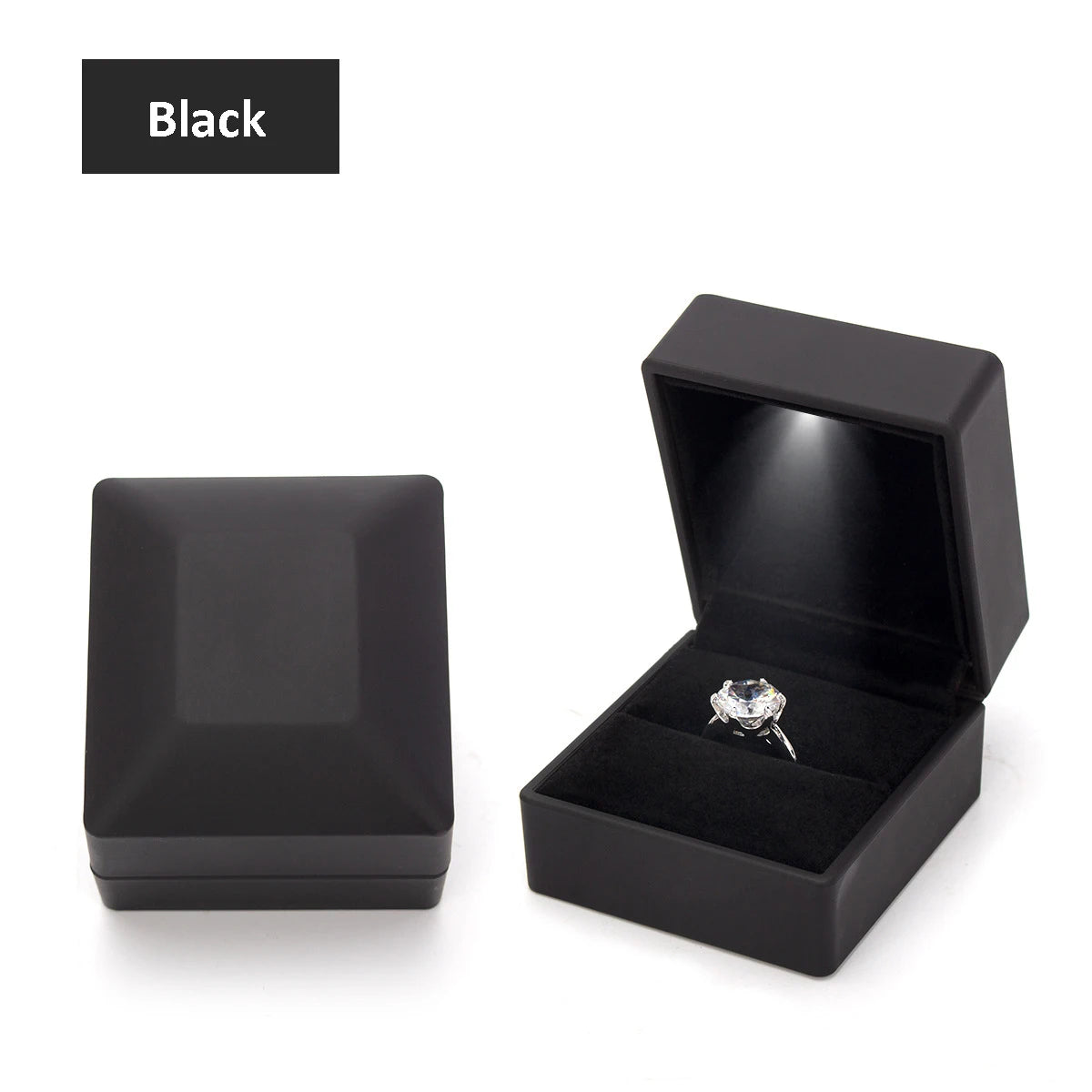 LED Light Velvet Jewelry Ring/Necklace Pendant Box – Luxury Gift Display Case for Proposal, Engagement & Wedding
