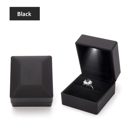 LED Light Velvet Jewelry Ring/Necklace Pendant Box – Luxury Gift Display Case for Proposal, Engagement & Wedding