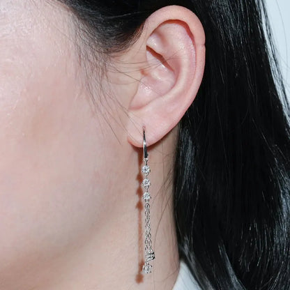 925 Silver Moissanite Tassel Earrings – RAPRGOLD Certified Dangling Hoop Jewelry Gift for Her