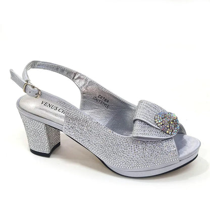 Women’s Wedding Shoes & Matching Diamond Bag Set – Italian Style Girly Glam Look Sandal & Clutch Handbag - Elegant Gift for Her