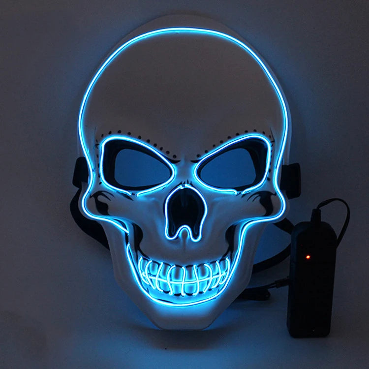 Halloween LED Horror Skull Mask – Luminous Cold Light Cosplay Mask for Spooky Parties & Decorations