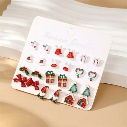 Christmas Earrings Set for Women 12/20 Pairs – Crystal Zircon Snowflake, Bowknot, Elk & Xmas Tree Holiday Gifts