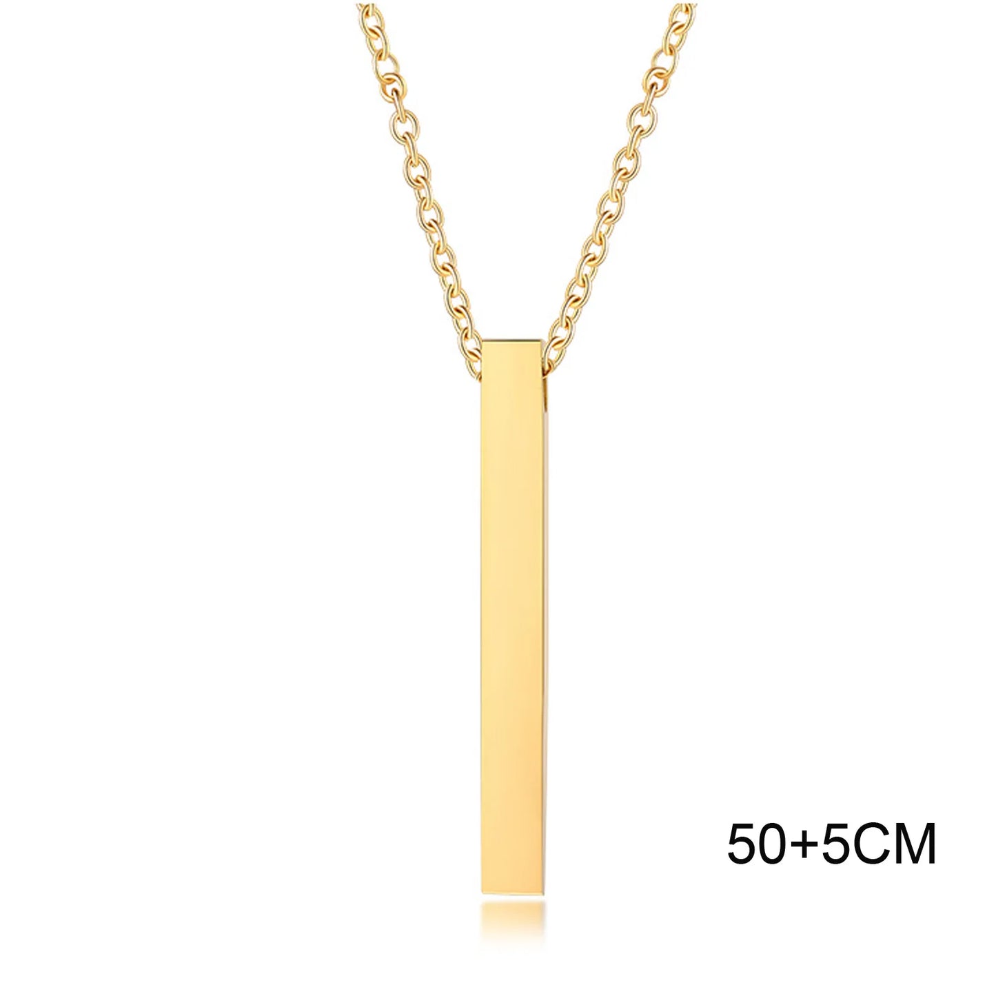 Waterproof Stainless Steel Bar Pendant Necklace – Unisex Minimalist Jewelry