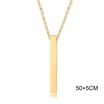 Waterproof Stainless Steel Bar Pendant Necklace – Unisex Minimalist Jewelry