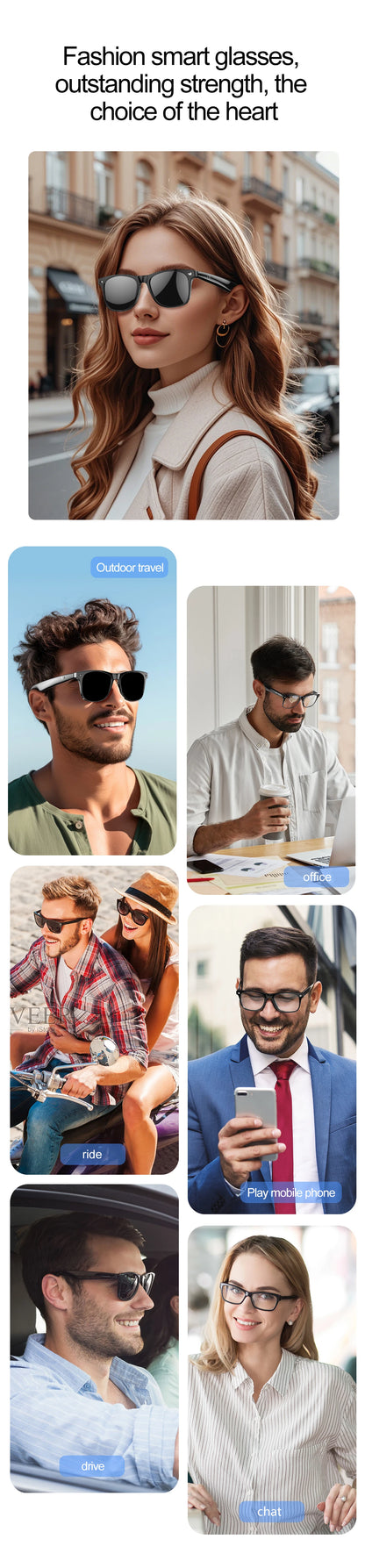 LIGE Intelligent Translation Smart Bluetooth Glasses - Wireless Calling Sunglasses with Mic, Touch Control & Voice Assistant - Perfect Gift for All