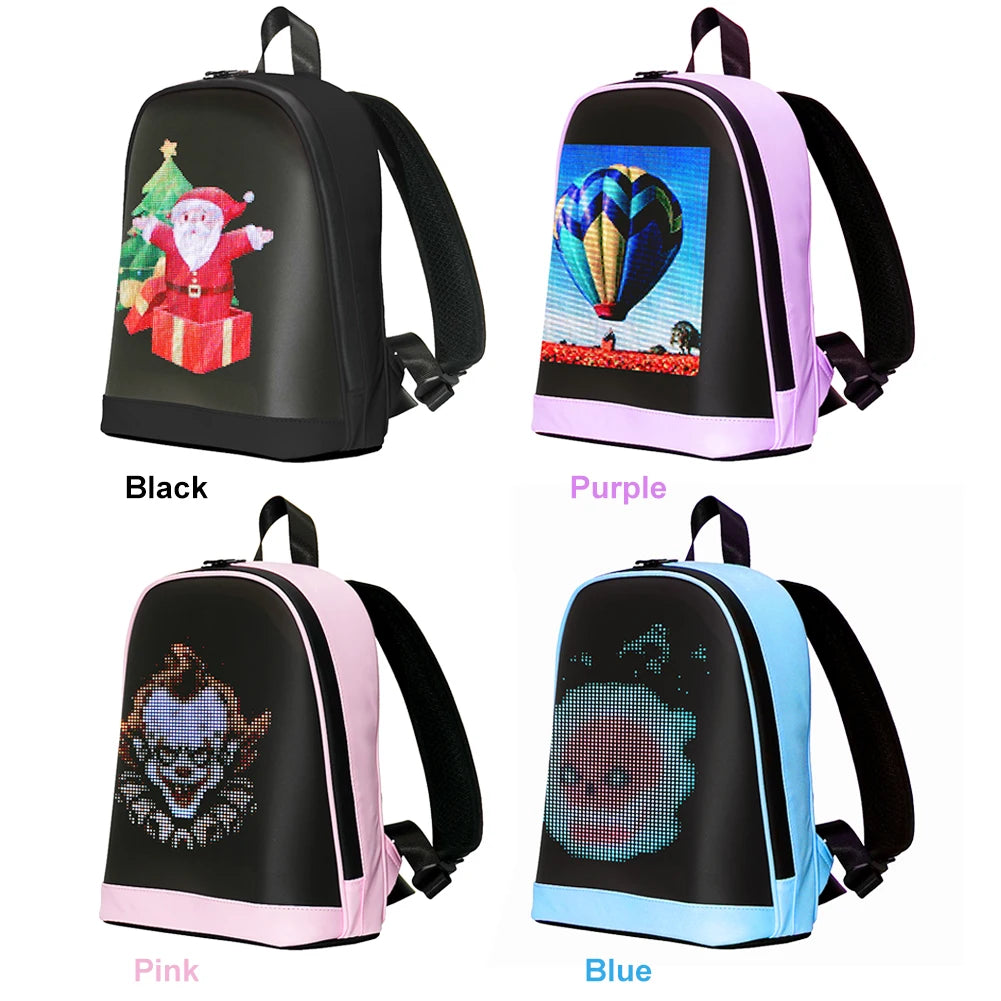 Smart LED Display Backpack with APP Control – Unisex Design Waterproof Motorcycle Pixel Bag for Outdoor & Business Use - Perfect Gift For All