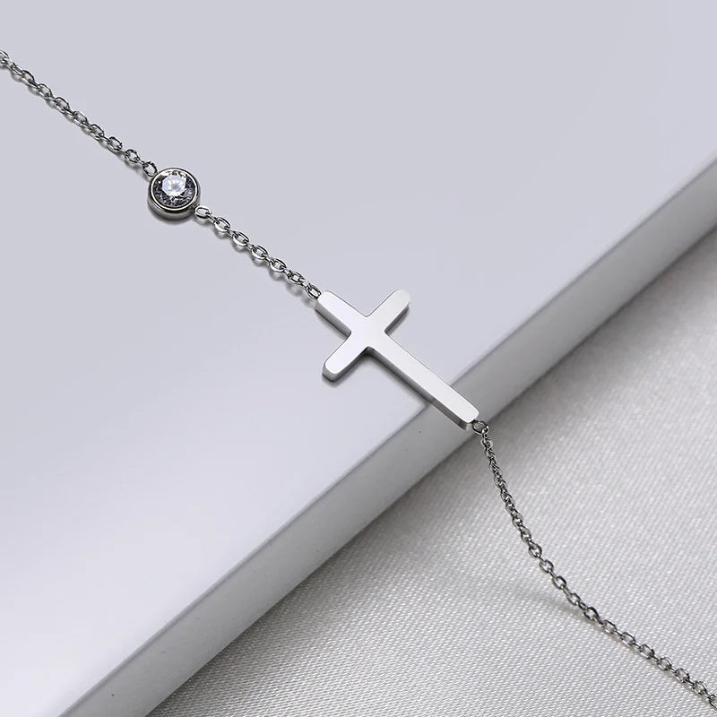 Women’s Minimalist Thin Chain Bracelet Cross Moon Star Charm