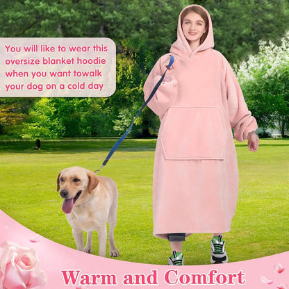 Super Sized Wearable Blanket Hoodie – Soft Hooded Sweatshirt with Sleeves & Pockets—Perfect For Gifting Comfort and Relaxation