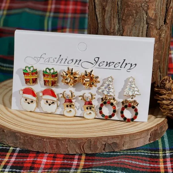 Christmas Earrings Set for Women 12/20 Pairs – Crystal Zircon Snowflake, Bowknot, Elk & Xmas Tree Holiday Gifts