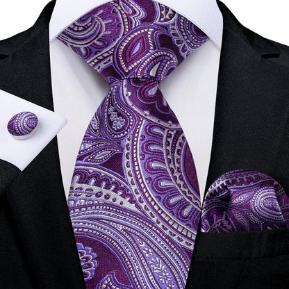 Luxury Orange Paisley Men's Tie Set for Business, Office, Party, Wedding| 3.15 Inch Silk Polyester Necktie, Cufflinks & Pocket Square - Perfect Gift for Him