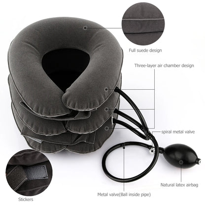 Inflatable Cervical Neck Traction Pillow – Posture Corrector & Pain Relief Brace for Travel & Home - Perfect Gift for Loved Ones