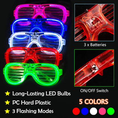 Thirty LED foam glow sticks for a glow party pack - Includes neon bracelets, flashlight glasses, & party supplies for a dark party hall -  Perfect gift for your party companions.